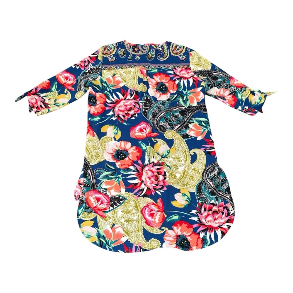 Anthropologie Fig and Flowers Floral Dress Tunic Colorful Side Slit Sz Medium - Picture 4 of 13